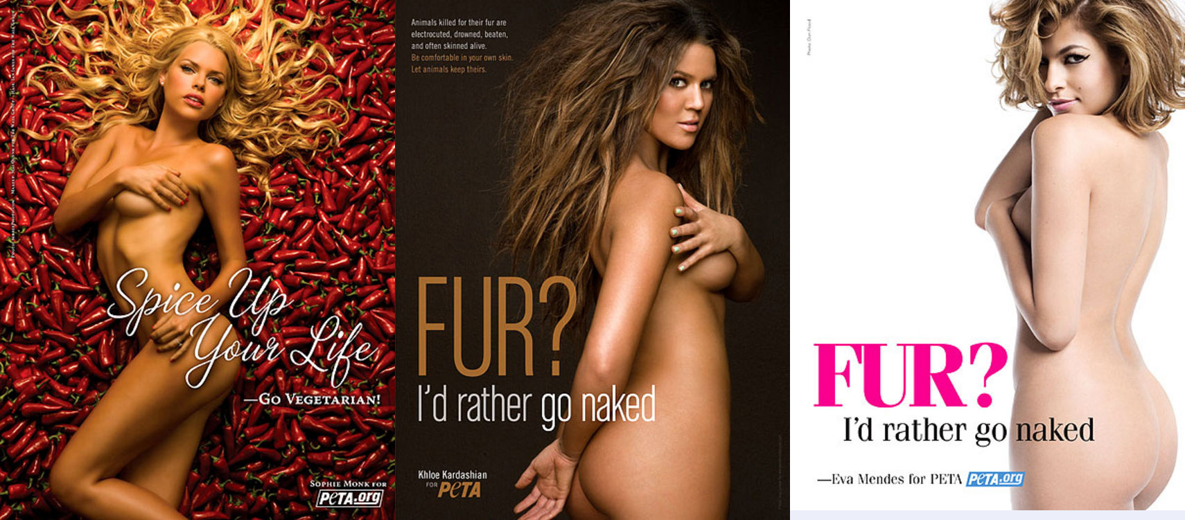 'naked campaign' featuring images of celebrities, completely nude, with the slogan 'I'd r...